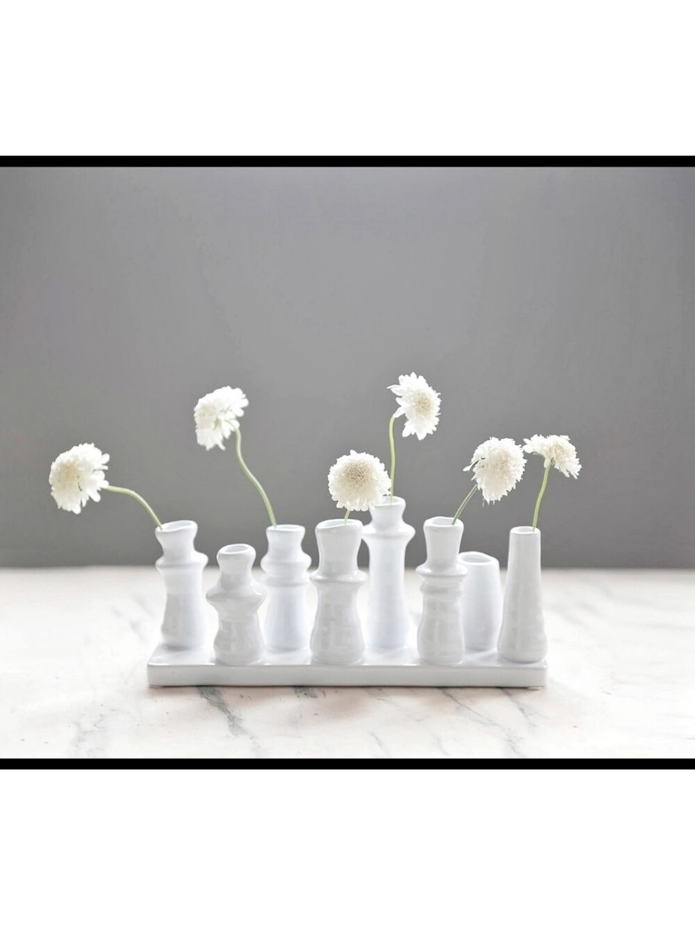 Bloomingville 8 Bud Flower Tray Vase White Glazed Stoneware Decor Progagating